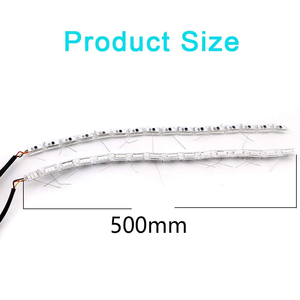 Grandviewtm 2Pcs Flexible Car Led Strip, Crystal Drl Led Lights Daytime Running Light Flowing Turn Signal Light Headlight White/