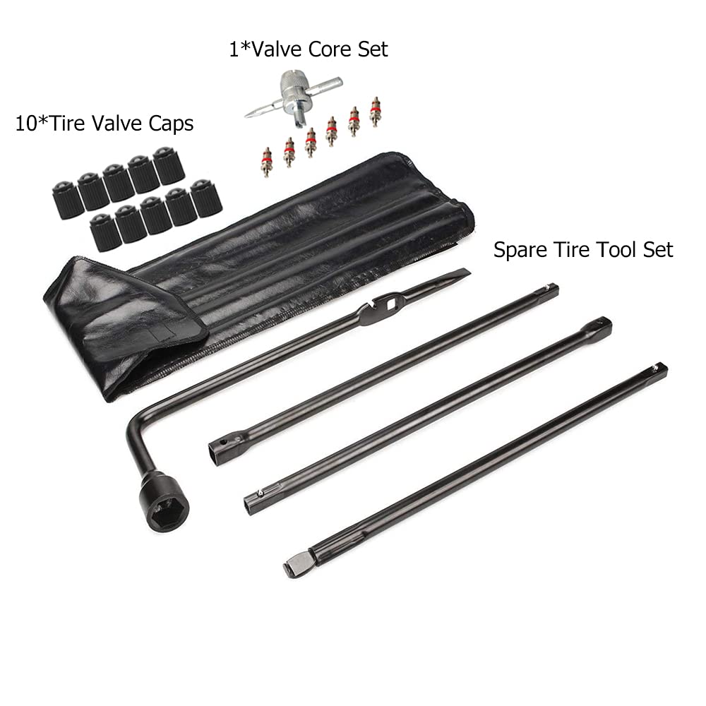 Dr.Roc Spare Tire Tool Kit with Jack Handle & Lug Wrench for Chevy Silverado, Tahoe, GMC Sierra, Cadillac Escalade 1999-2019, Black