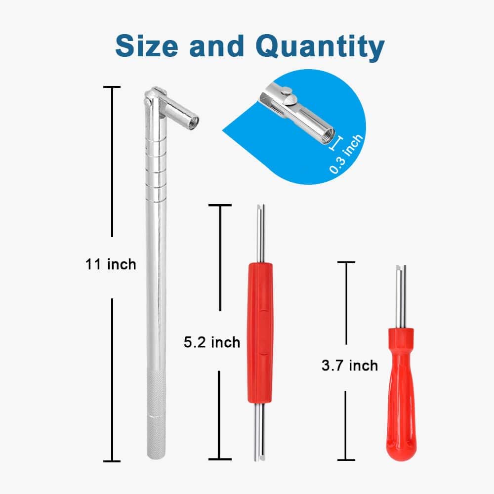 Riseuvo Valve Stem Puller Installer Tool - 10Pcs Tr412, 6Pcs Tr413, 6Pcs Tr414 Tire Snap In Short Rubber Valve Stem, 4 Way Valve Core Remover, Single Head Tire Valve Core Remover Installer Tool