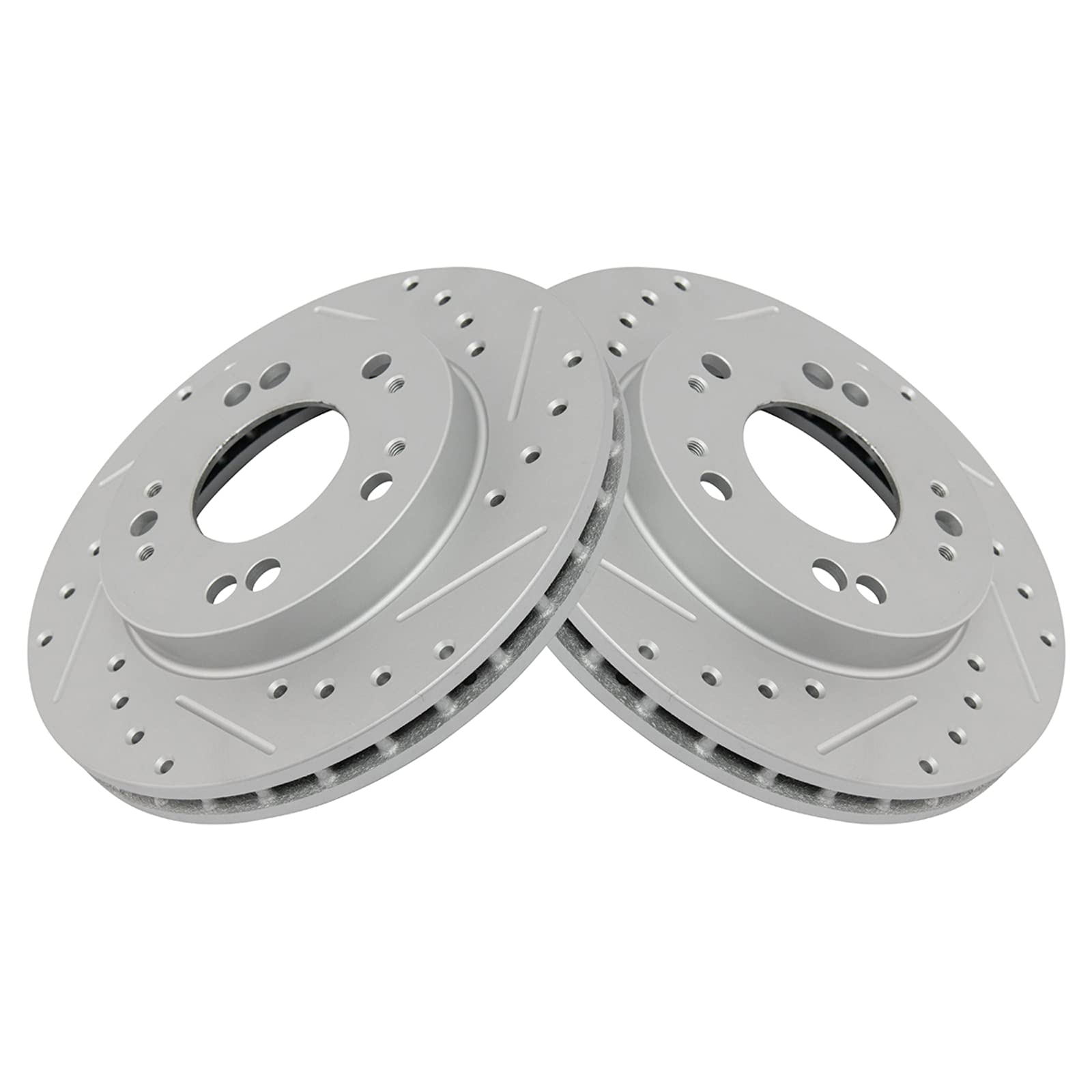Trq Performance Disc Brake Rotor Drilled & Slotted G-Coated Front Pair