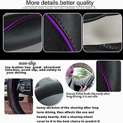 Gomass Car Steering Wheel Cover, Anti-Slip, Safety, Soft, Breathable, Heavy Duty, Thick, Full Surround, Sports Style (Black With