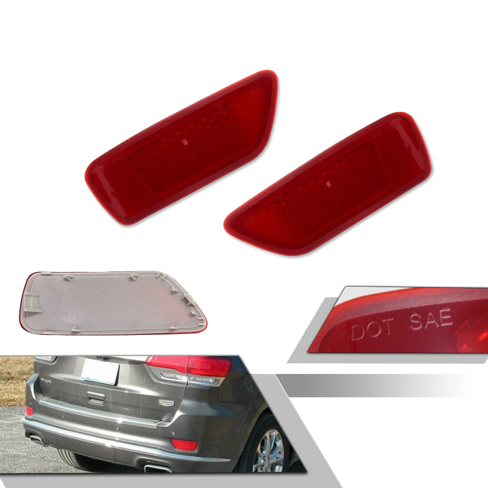 Gtinthebox Red Lens Rear Bumper Reflector Light Lamp Compatible With Jeep Grand Cherokee 2012-2018, Patriot 2013-2017, Compass 2011-2016,Dodge Journey 2012-2020, Pack Of 2