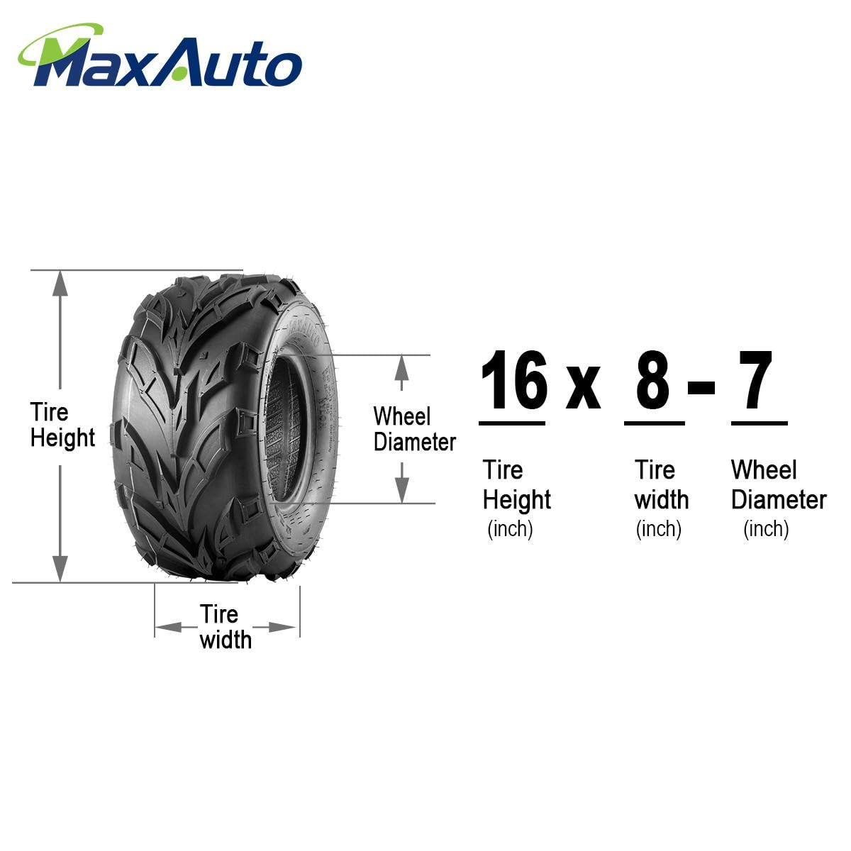 Maxauto 16X8-7 Atv Tires 16X8X7 Go-Kart Quad Tires,6 Pr Tubeless All Terrain Utv Tire, 2 Pack