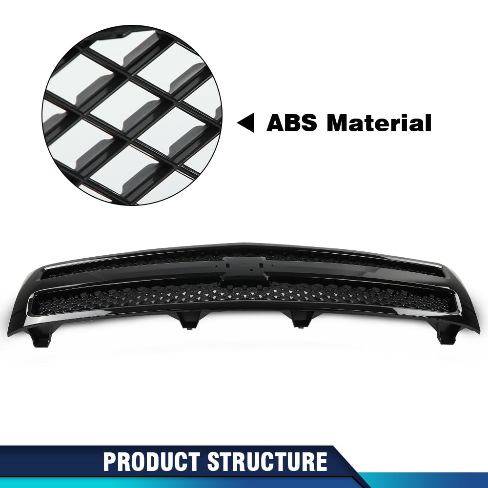 Pit66 Front Grille Grill Textured Black Compatible With Chevy Silverado 1500 Ls Lt Ltz Wt 2007-2013 /Silverado 1500 Hybrid 2009-