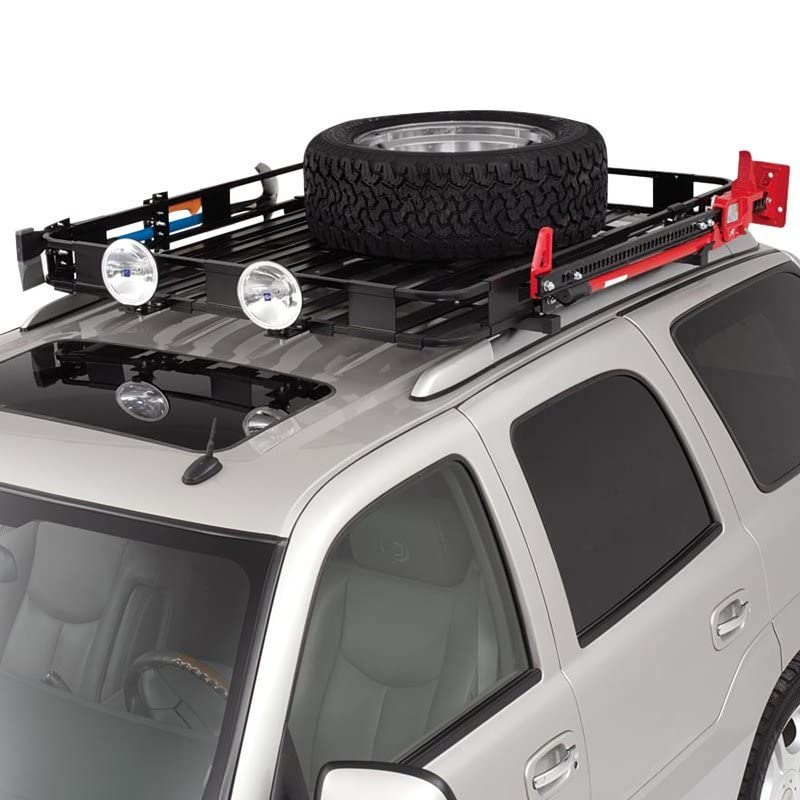 Surco Black Aluminum Safari Roof Rack for Cargo, Luggage, and Bikes. Premium Quality Made in The USA. for Truck, Car, Van, SUV. 50&quot; W x 50&quot; L x 5&quot; T. Requires Vehicle Specific Roof Rack Adapter