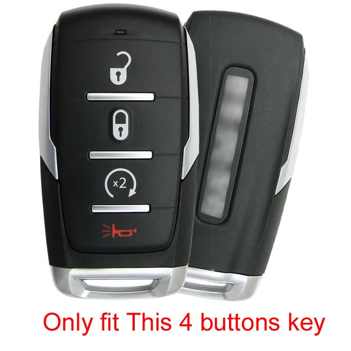 Zorratin Silicone Remote Key Fob Cover Case Protector for Ram 1500 2500 3500 2019 2020 2021 2022 2023 2024 2025 4 Buttons