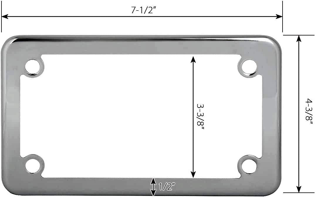 Lfparts Motorcycle Polished Slim Style Stainless Steel License Plate Frame, Chrome