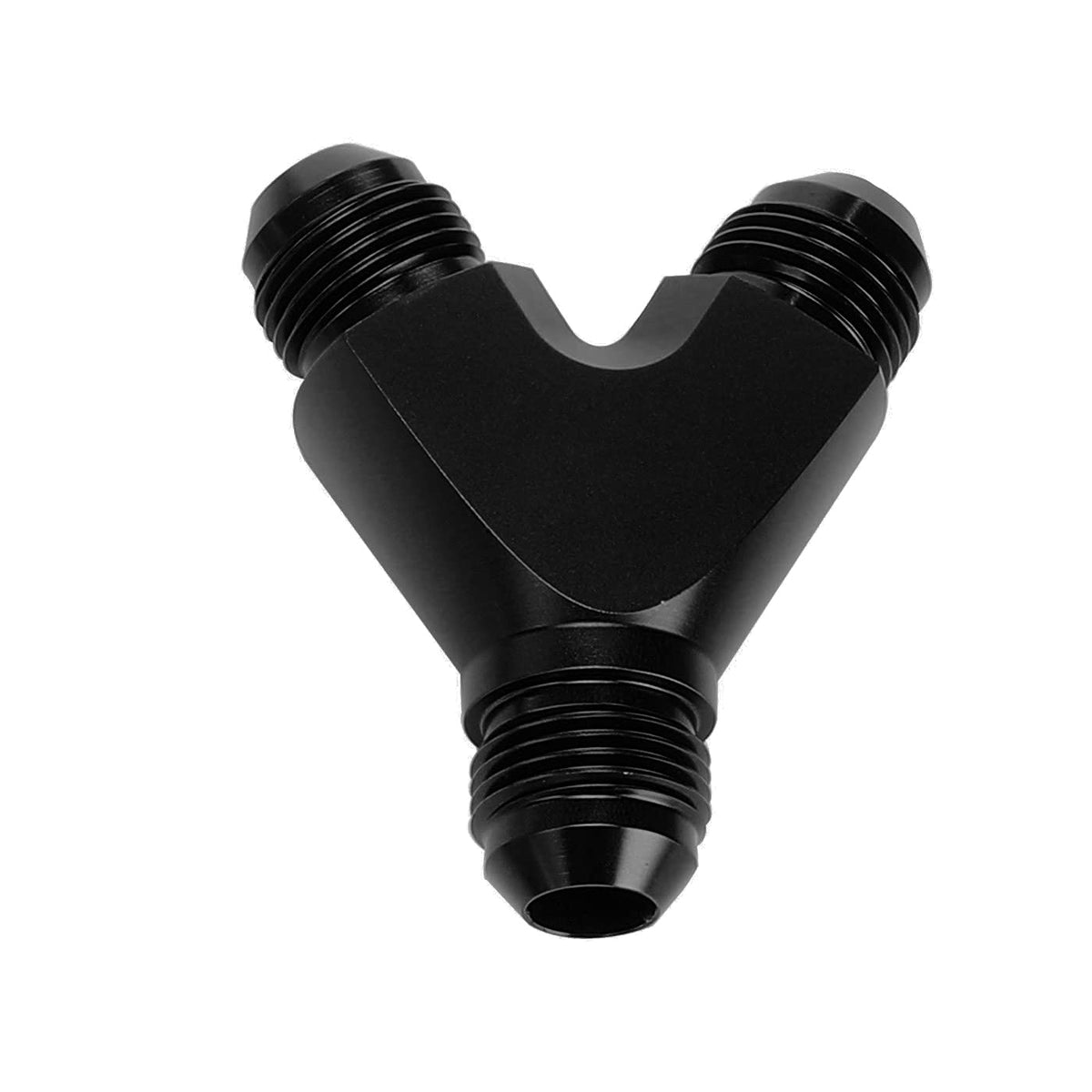 AC PERFORMANCE Y Block Splitter Fuel Fitting Male -6 AN In Male -6 AN Out, Aluminum Black