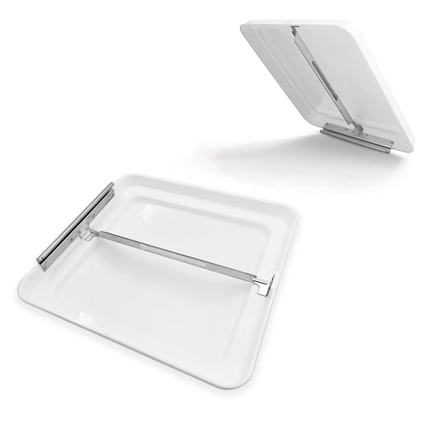 HTTMT- 2Pcs White 14'' x 14'' Replacement Impact-Resistant Motorhome RV Roof Vent Lid Cover Camper RV Trailer Ventline [P/N: ET-