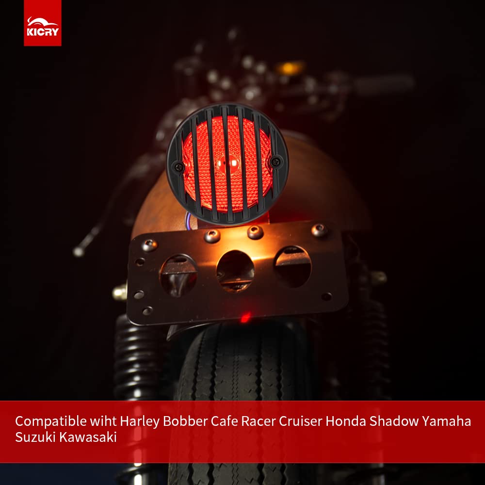 Motorcycle Tail Lights Chopper Side Mount Taillight LED Brake License Plate Light Compatible for Harley Bobber Cafe Racer Cruise