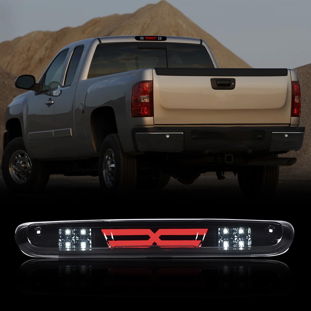 Cheda Rear Third Brake Lights, Compatible With 07-14 Chevy Silverado/07-14 Gmc Sierra/Compatible With 09-10 H-Ummer H3T, Smoky L