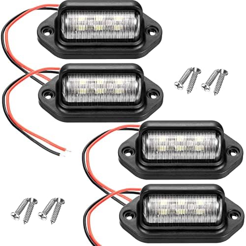 Mudder 4 Packs 12V 6 Led License Plate Light Waterproof License Plate Lamp Taillight For Truck Suv Trailer Rv Trucks And Boats L