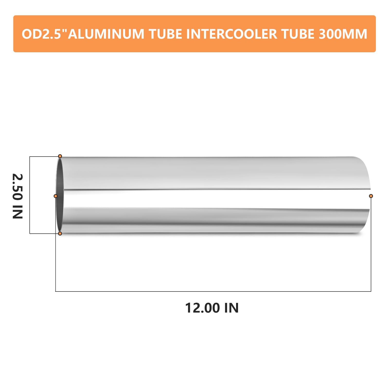 Gasher 1Pcs Aluminum Alloy Tube 2.5''Od Length 12   (300Mm) Intercooler Pipe For Intake And Cooling Systems