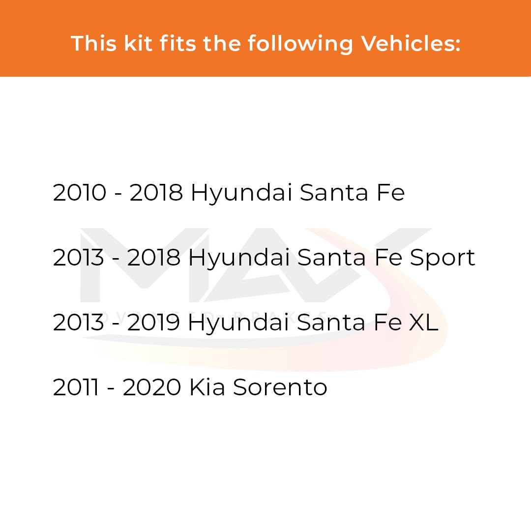 Max Advanced Brakes Rear Brake Kit Compatible With 2010 2012 2013 2014 2015 2016 2017 2018 Hyundai Santa Fe Sport Xl Replacement