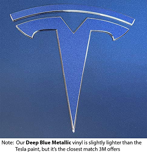 Custom Cut Graphics Logo Decal Wrap For Tesla Model Y, 11-Pc Set (Deep Blue Metallic)