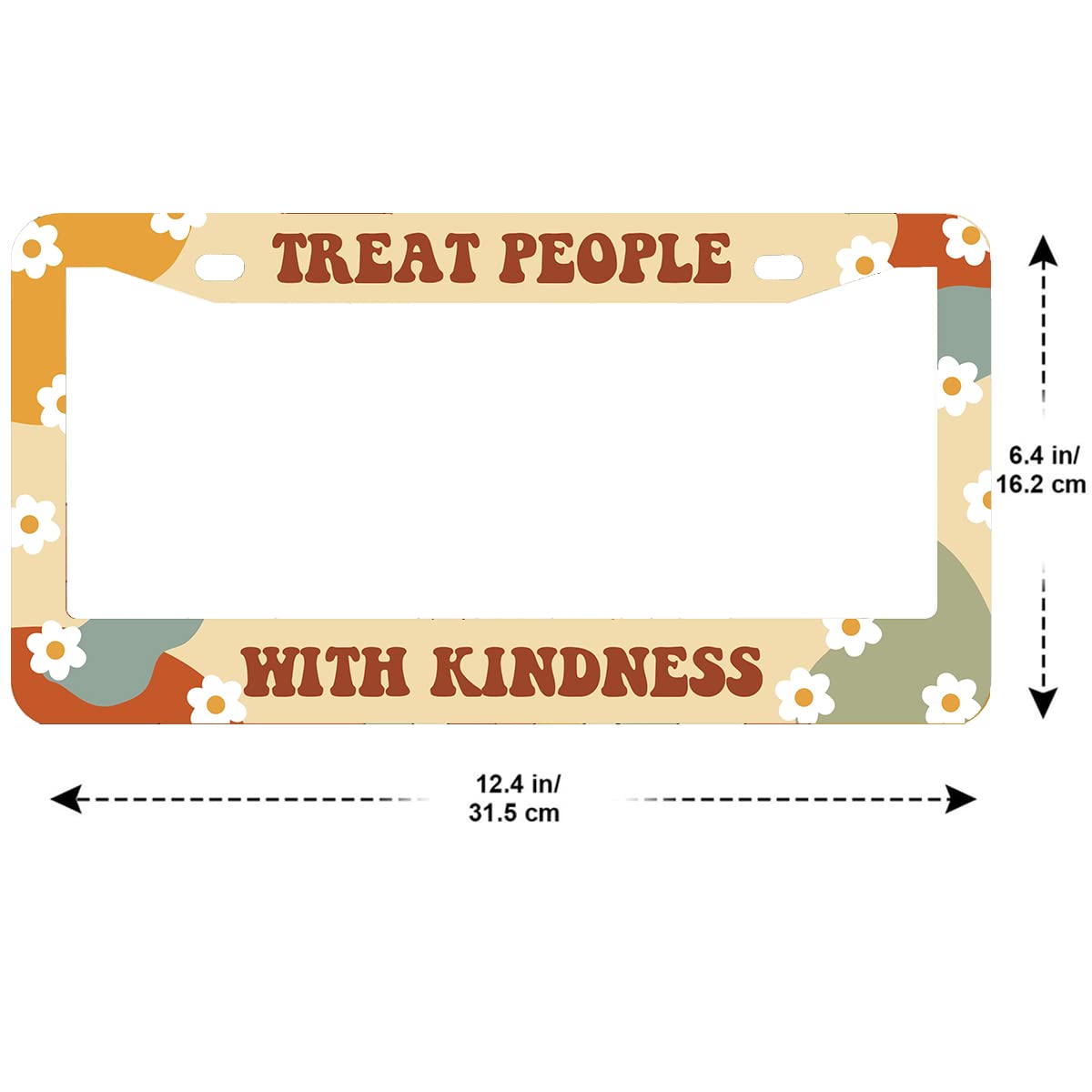 2Pcs Treat People With Kindness License Plate Frames Cover Holders Stainless Steel License Plate Cover With Screw Caps Cover And