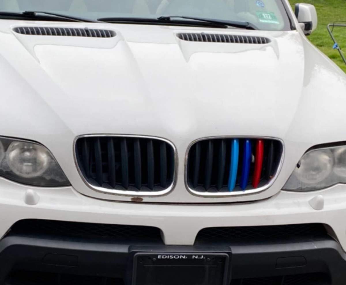 Ijdmtoy Exact Fit///M-Colored Grille Insert Trims Compatible With 2004-2006 Bmw E53 X5 W/ 7 Beam Kidney Grill