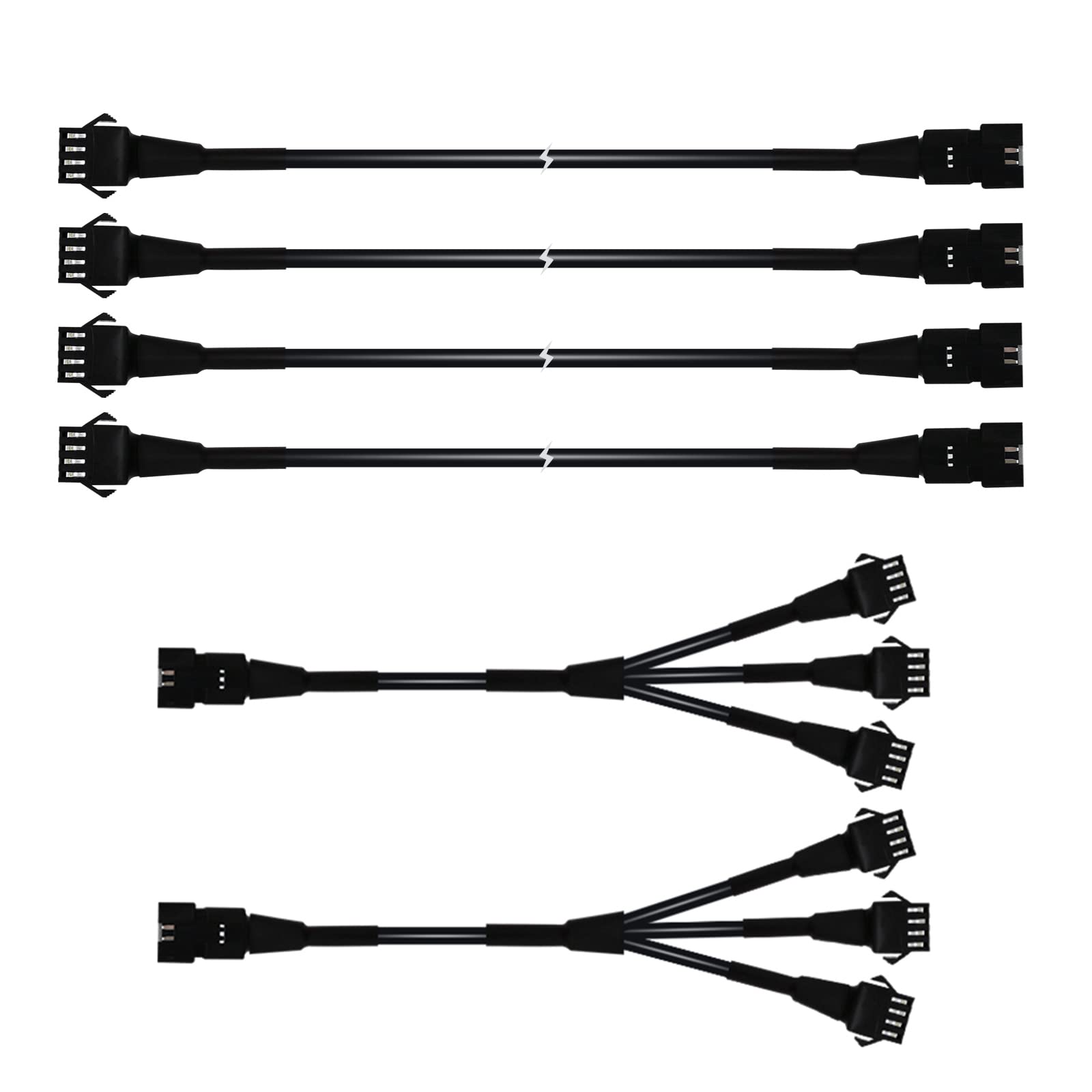 Kingshowstar Rgb Led Extension Cables, 4Pcs 5 Feet Extension Cables And 2Pcs 3 Way Y Splitter For Motorcycle Led Strips, Undergl