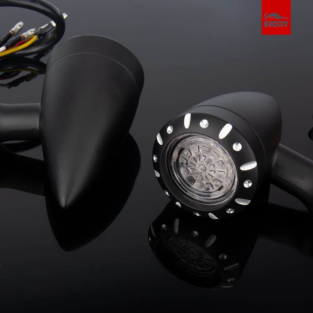 Motorcycle Rear Bullet Turn Signal Light 4 Wires LED Indicator Compatible for Chopper Bobber Harley Softail Iron Cruiser Honda S