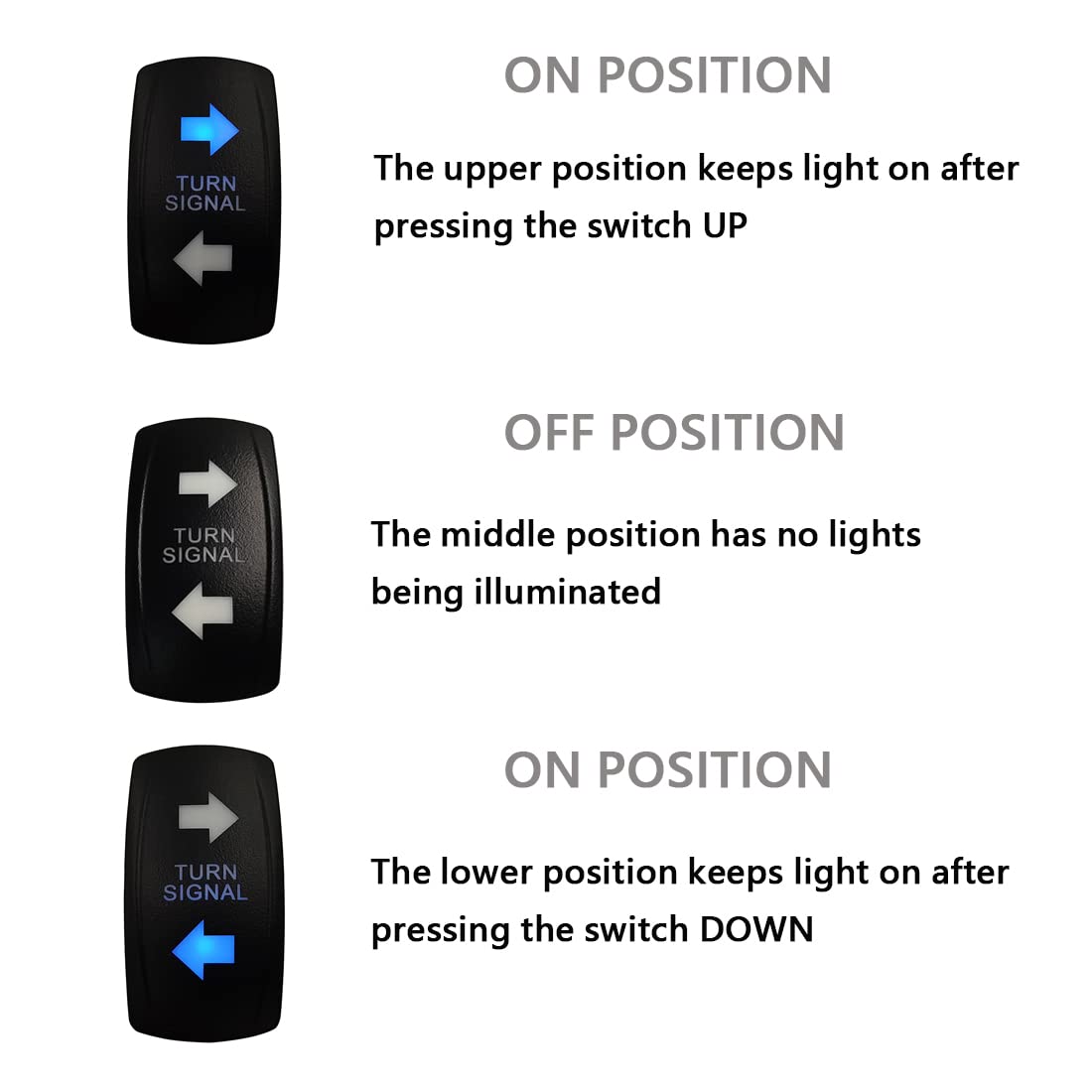 Blue Led 7 Pin Turn Signal Switch With 3 Pin Adjustable Flasher Relay 3 Way On-Off-On Dpdt Rocker Switch + Led Flasher Blinker For Car Boat Truck Van Camper Motorcycle Rv Rzr Utv 12V
