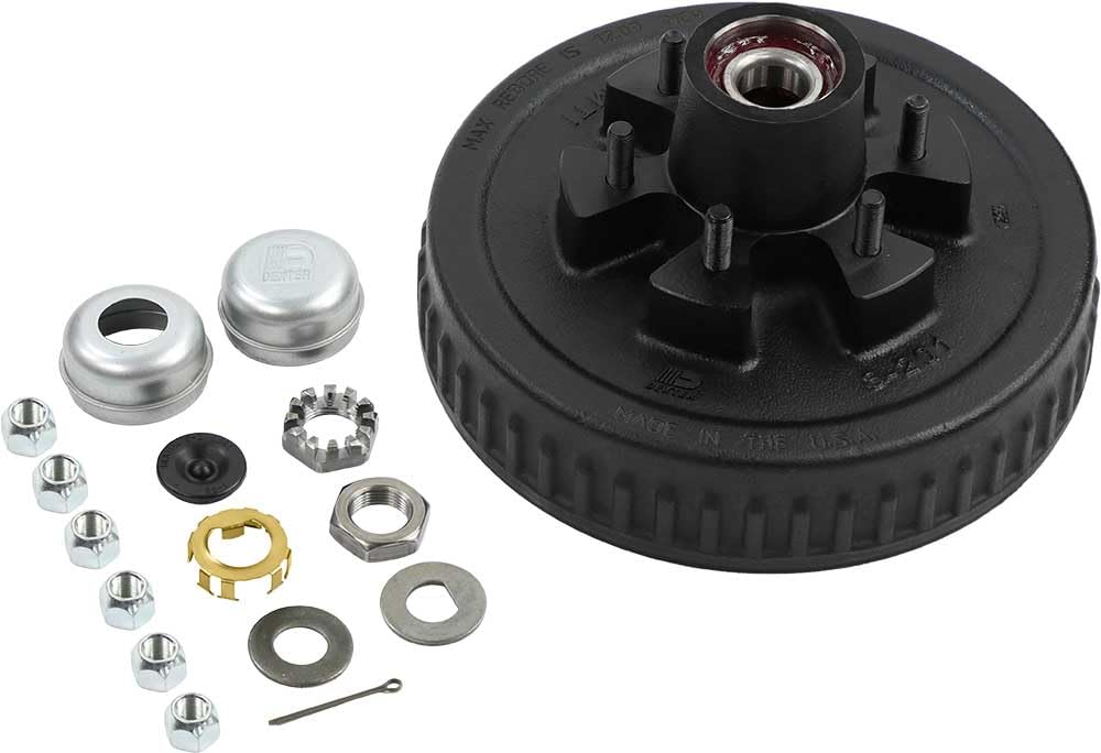 Dexter Hub-Drum Kit for 5.2K-6K Axle 12 x 2 6-5.50 Bolt Circle 1/2 Studs Pre-Greased Bearings!! (K08-201-2G)