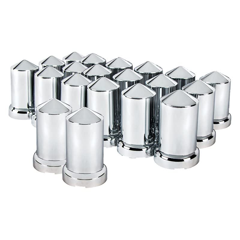 United Pacific 10117 33Mm X 3-3/16'' Chrome Plastic Pointed Nut Covers W/Flange - Push-On (Color Box Of 20)