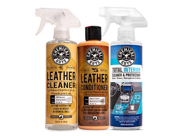 Chemical Guys Spi1091601 Leather Cleaner And Conditioner Leather & Interior Care Bundle + Spi22016 Total Interior Cleaner & Prot