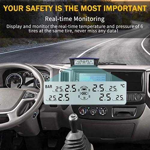 Tymate Rv Tire Pressure Monitoring System M12-3 - Solar Charge, 5 Alarm Modes, Auto Sleep Mode, Tire Position Exchange, 6 Tpms S