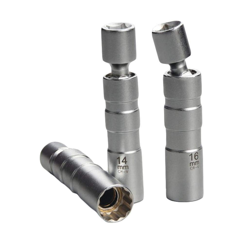 Qisf 14Mm & 16Mm Thin Wall Magnetic Swivel Spark Plug Socket - 3/8-Inch Drive 12-Point Spark Plug Socket Removal Tool - Swivel E