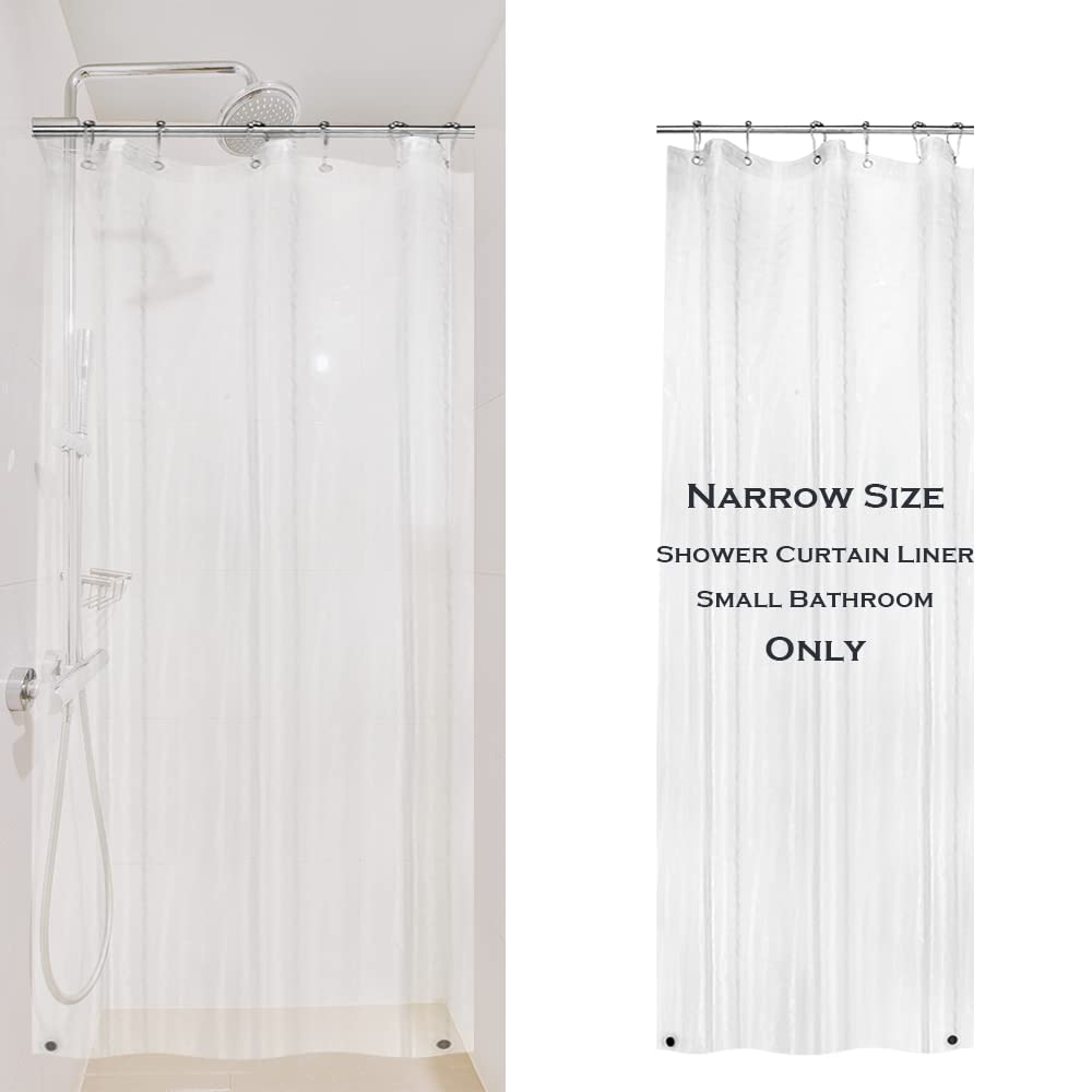 Ga-Geetopia Narrow Size - Thin Peva Clear Plastic Shower Curtain Liner 36'X72' Water Repellent Lightweight Odorless Clear Bathroom Office Classroom Showroom Curtain Liner For Stall