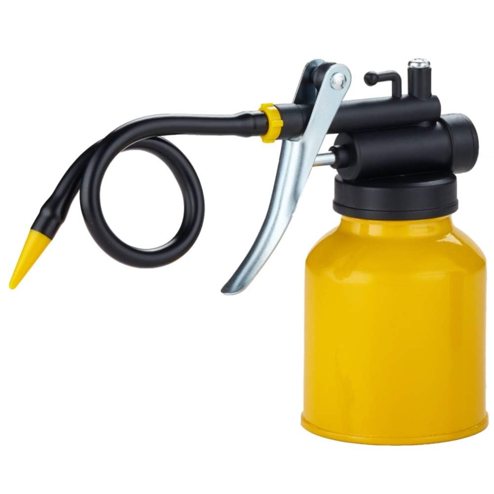 Junchi Hand Pump Oiler Can Professional Level 8 Oz. Capacity Pump Oiler With Metal & Long Flex Spout