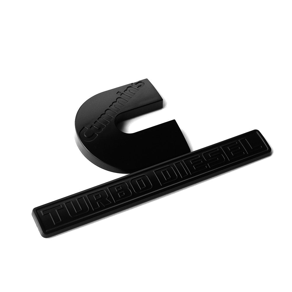 Yoaoo 2Pack Replacement Compatible With Cummins Turbo Emblem Badge 2500 3500 Emblem Matte Big All Black 6.2' By 3.4' Inches