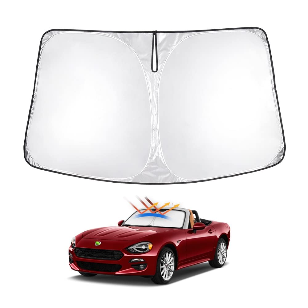 T Tgbros Windshield Sunshade For Fiat 124 Spider 2017-2021 Classica Lusso Abarth Convertible Window Sun Shade Foldable Sun Shiel