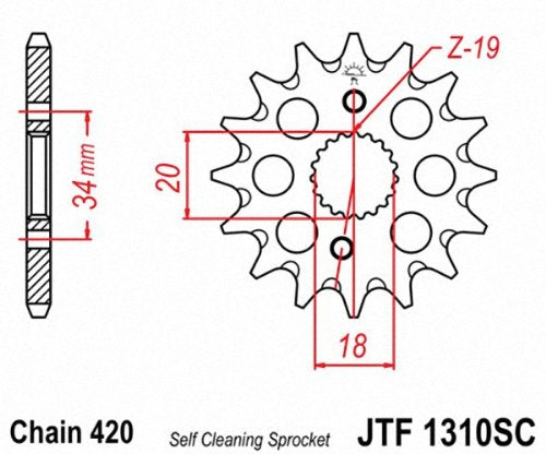 JT Sprockets JTF1310.15SC 15 Tooth Self Cleaning Lightweight Front Countershaft Sprocket, Single