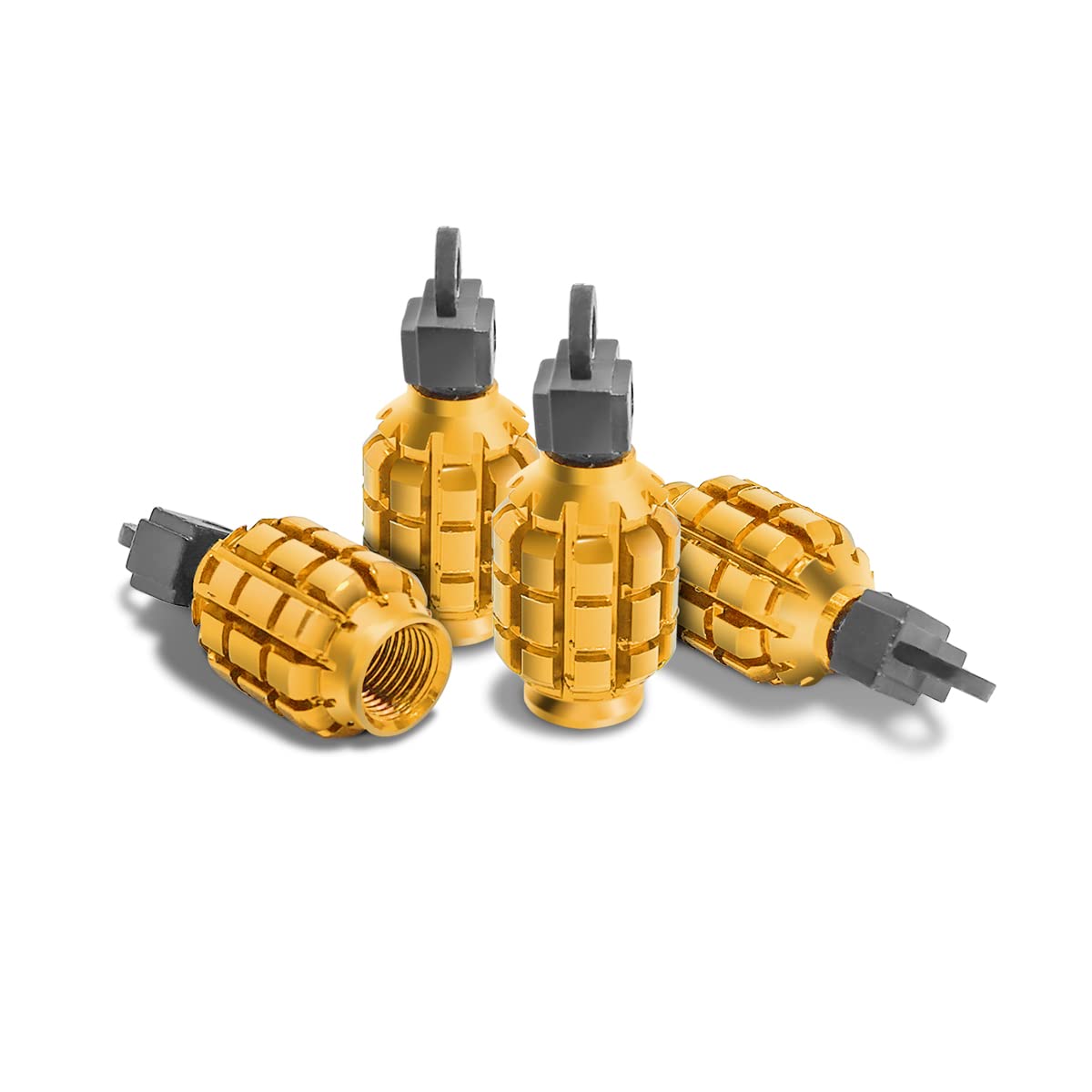 4 Pcs Car Tire Valve Stem Cap/Cover, Airtight Anti-Rust Valve Stem Caps Universal For Most Cars, Vehicles, Bicycles, Motorcycles And More, Cool Car Accessories For Men Women (Gold)