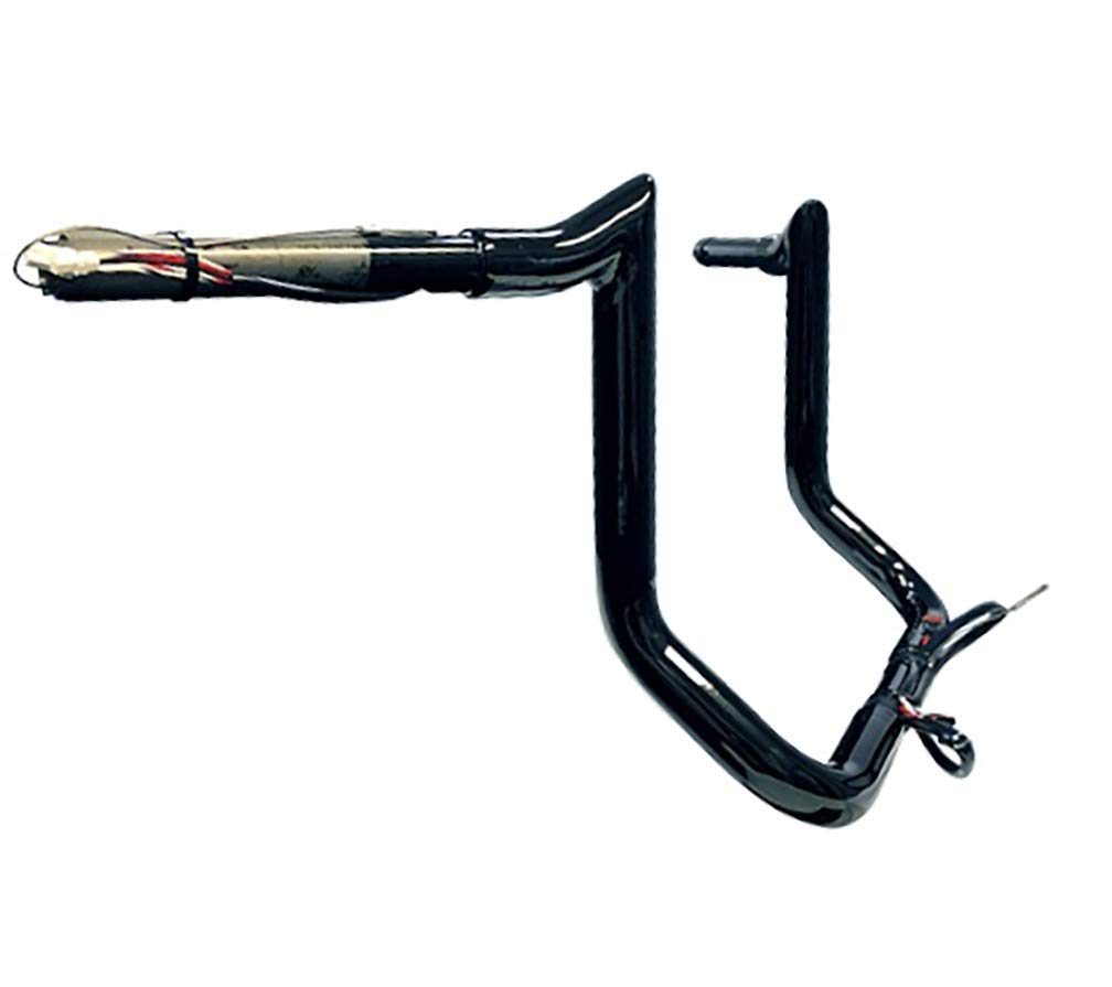 Dominator Industries 1 1/4' Pre-Wired 12' Meathook Bar Ape Hangers Handlebars For 2014-2023 Harley-Davidson Bagger Touring Electra & Street Glide (Gloss Black) Heated Grip Option