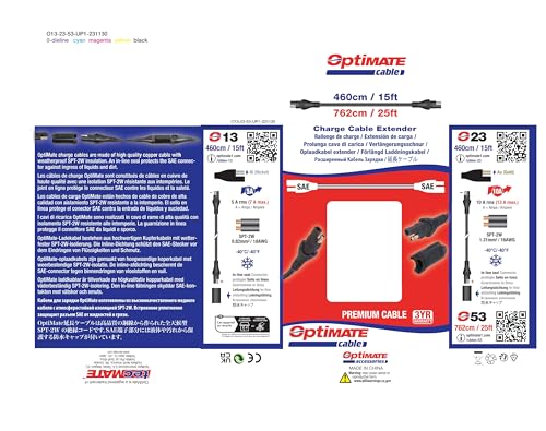 Tecmate Optimate Cable O-23, Extender, 10 Amp, 460Cm / 15Ft.
