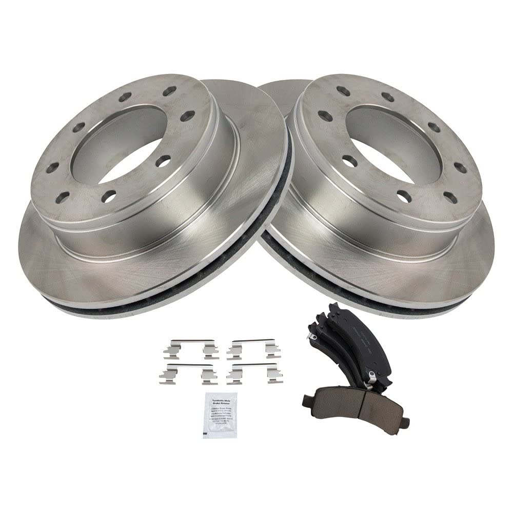 TRQ Rear Brake Pad & Rotor Kit Brake Pads Brake Rotor Ceramic Compatible with 2003-2020 Chevrolet Express 2500 2005-2020 Express