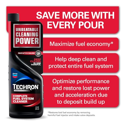 Chevron Techron Concentrate Plus Fuel System Cleaner - 12 oz, Plastic, Black, Model 67740, Pack of 1