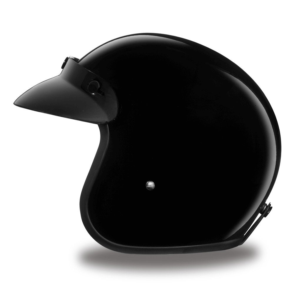 Daytona Helmets 3/4 Open Face Motorcycle Helmet - Dot Approved [Hi-Gloss Black] [M]