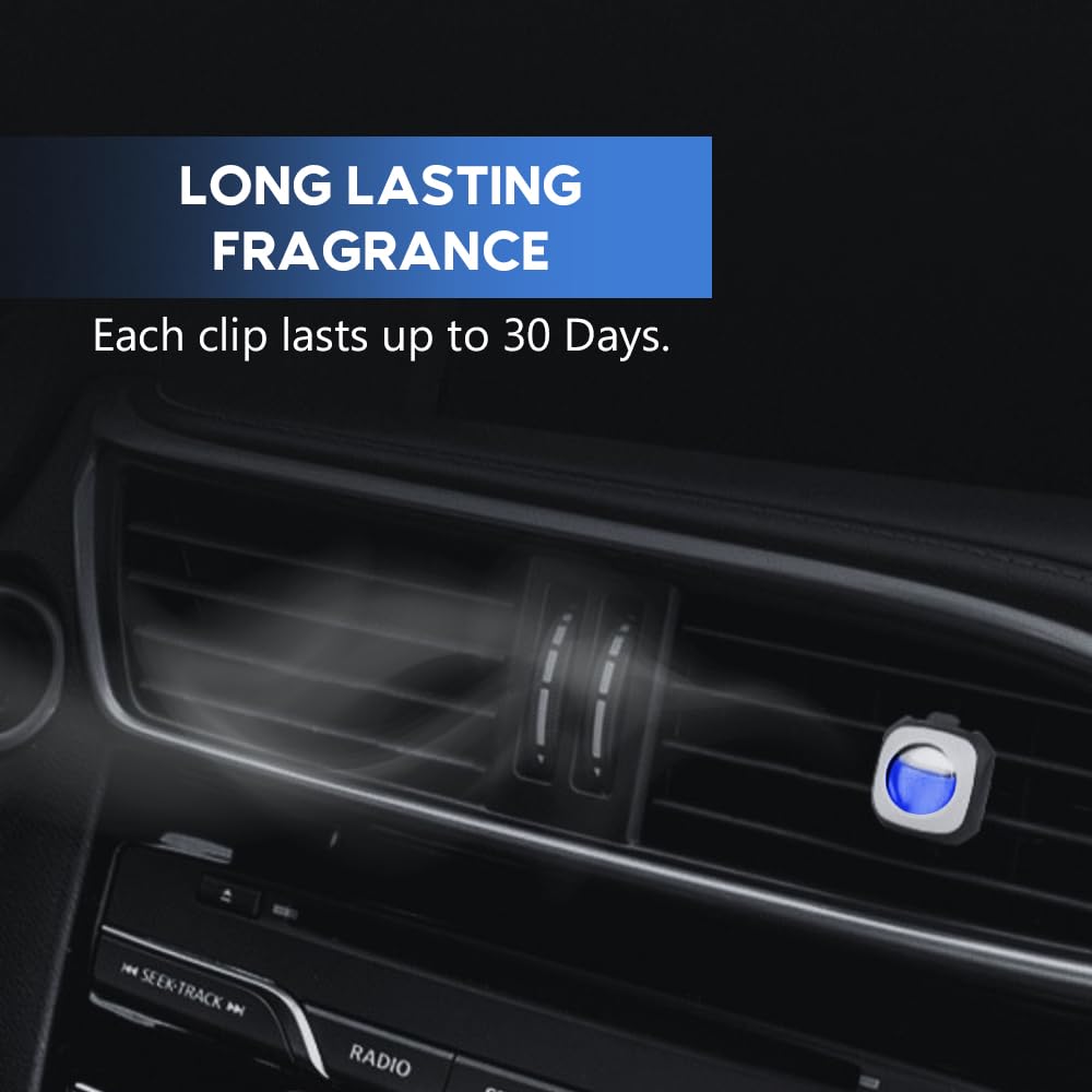Air Jungles Ocean Scent Car Air Freshener Clip, 6 Vent Clips, 4Ml Each, Long Lasting Air Freshener, Up To 180 Days Car Refresher