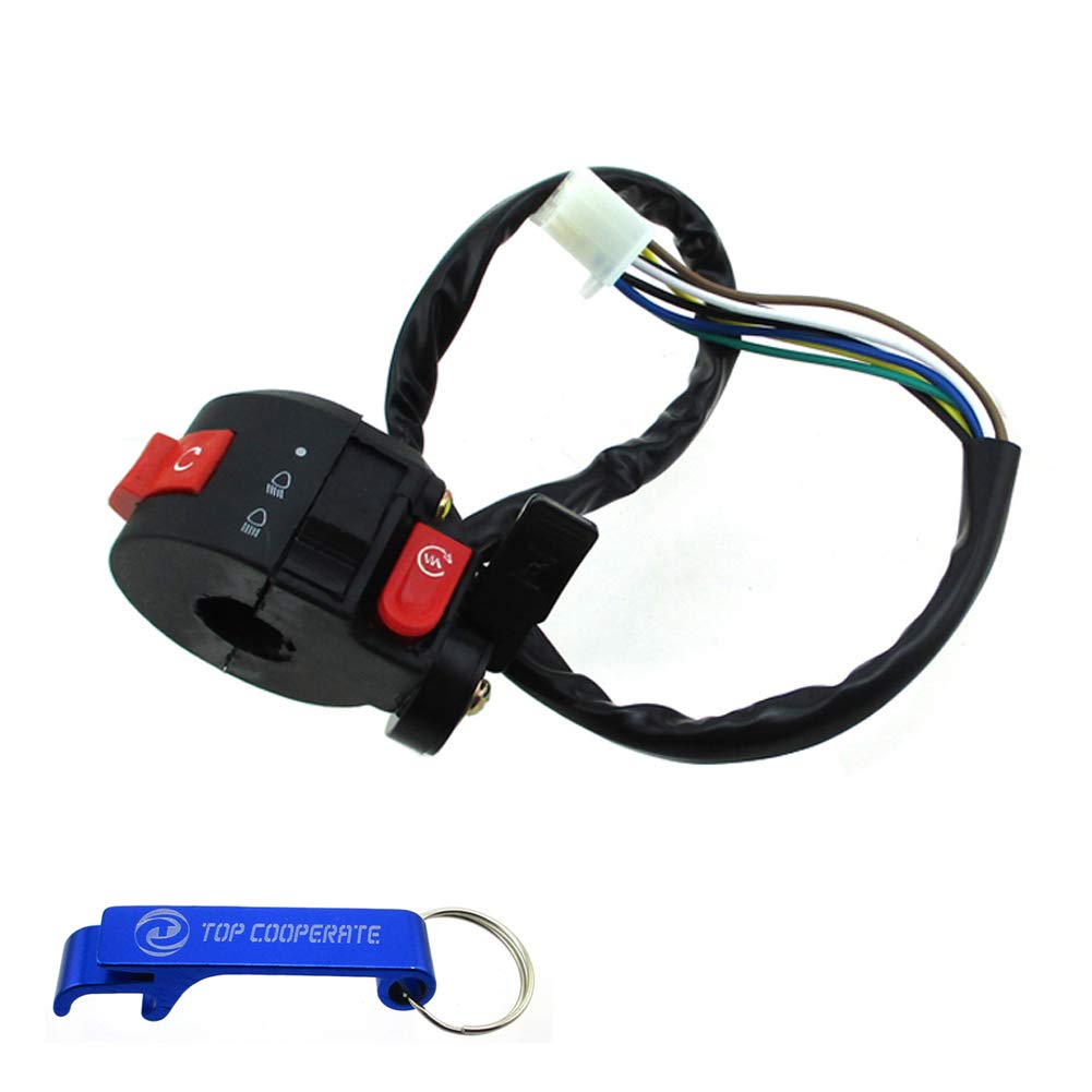 Tc-Motor 3 Function 7 Wire Female Plug Handle Kill Start Light Choke Switch For 50Cc 70Cc 90Cc 110Cc 125Cc Atv Quad Taotao Sunl Roketa Kazuma