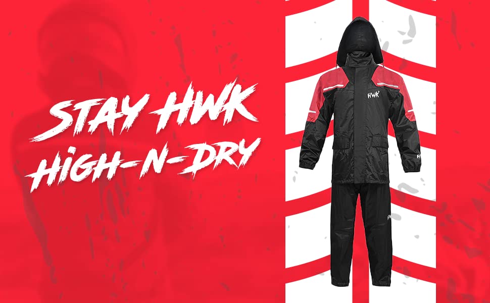 Hwk Motorcycle Rain Suit For Men And Women, Two-Piece Waterproof Motorcycle Rain Gear With Reflective Rain Jacket And Rain Pants
