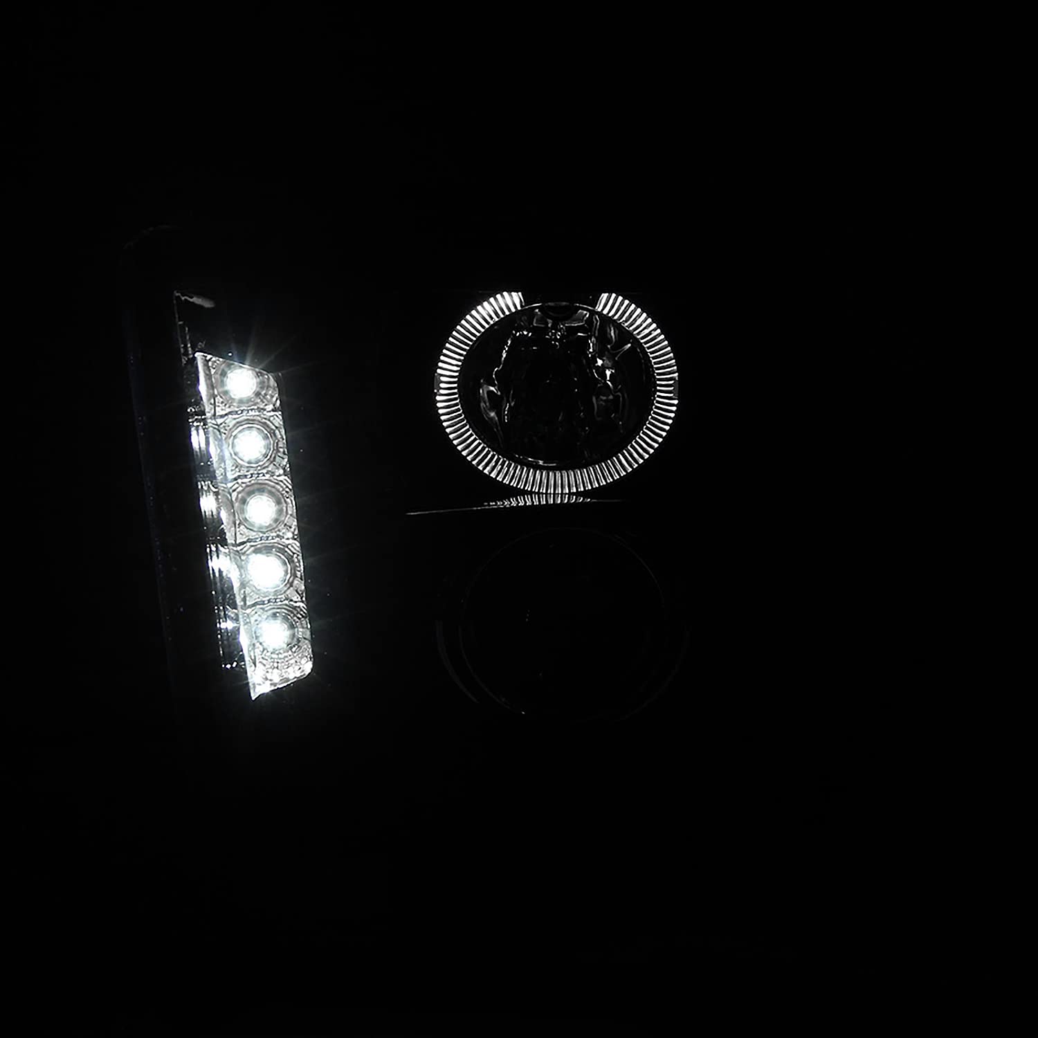 Spec-D Tuning Glossy Black Housing Smoke Lens Projector Headlights Compatible With 2005-2009 Ford Mustang Left + Right Pair Headlamps Assembly