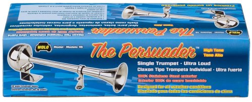 Wolo (115) The Persuader Stainless Steel Single Trumpet Horn - 12 Volt, High Tone, Chrome