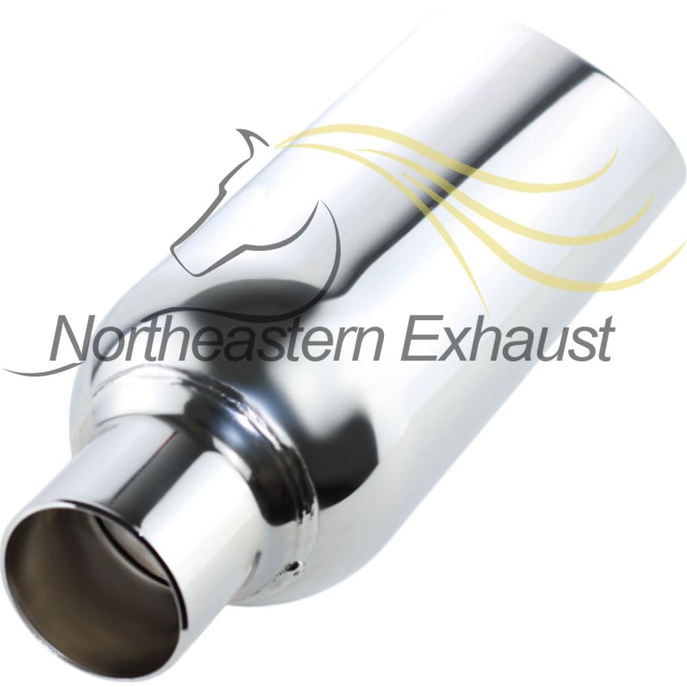 Northeastern Exhaust | Stainless Steel Exhaust Tip Universal Angle Cut 5 Inch Chrome Exhaust Tip (2.5' ID x 5' OD x 17' Long) | Automotive Replacement Part