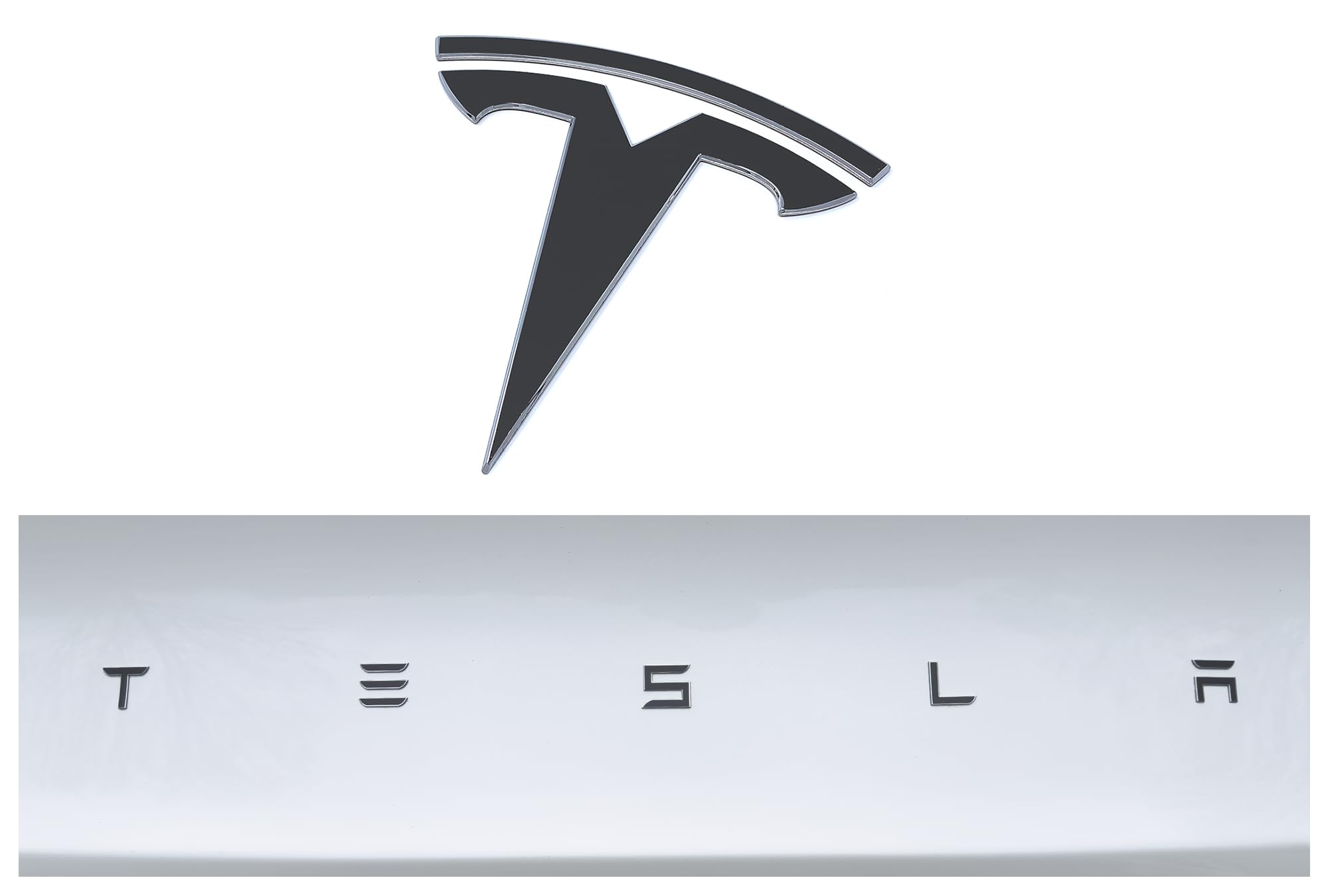Custom Cut Graphics Vinyl Logo Wrap For Tesla Model 3 (2024 To Current), Standard Wrap, 2 Pc-Set (Matte Black)