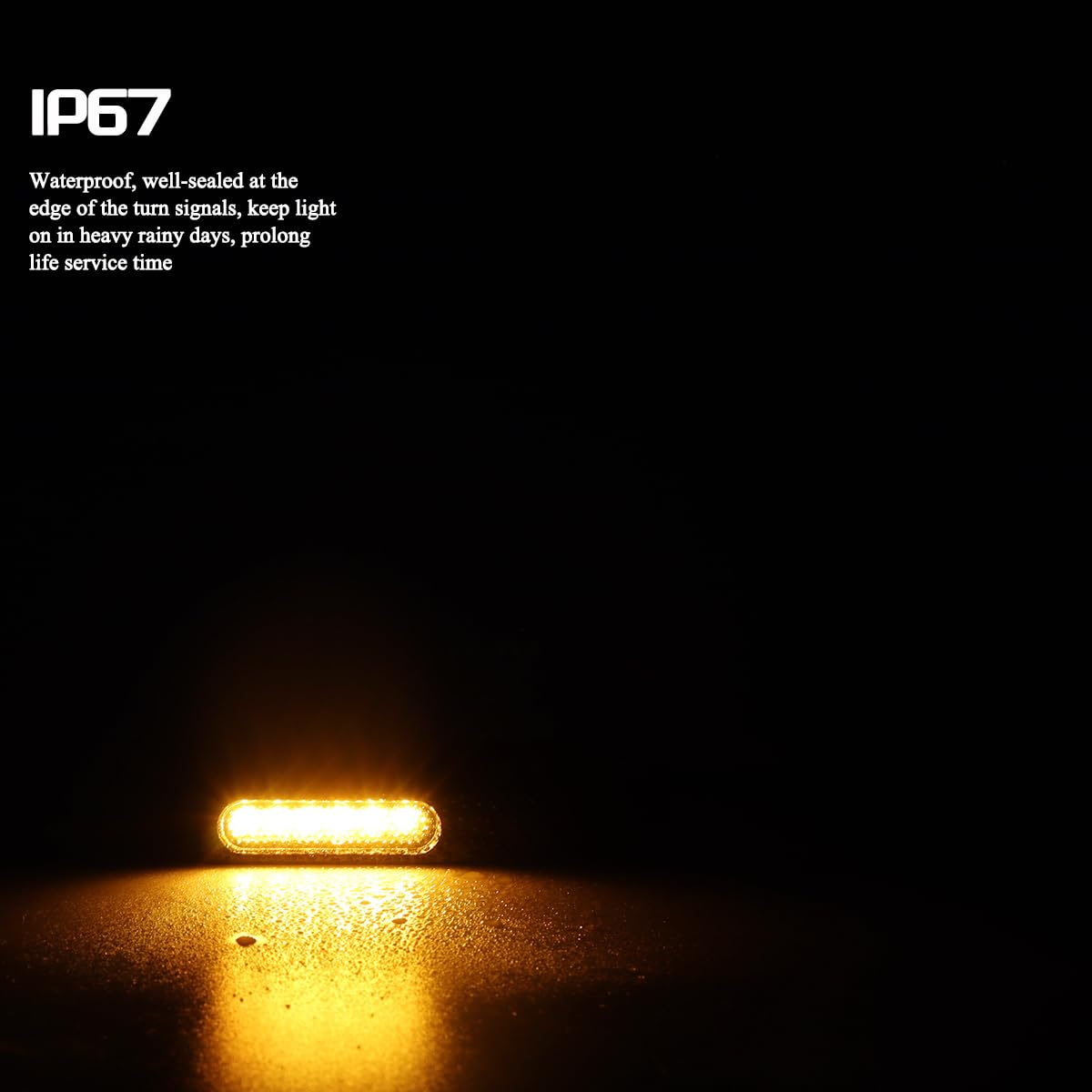 FACAILAHA Motorcycle Front Fork LED Turn Signals Universal Sequential Switchback Running Lights 12V Amber Blinkers W/Mounting Br