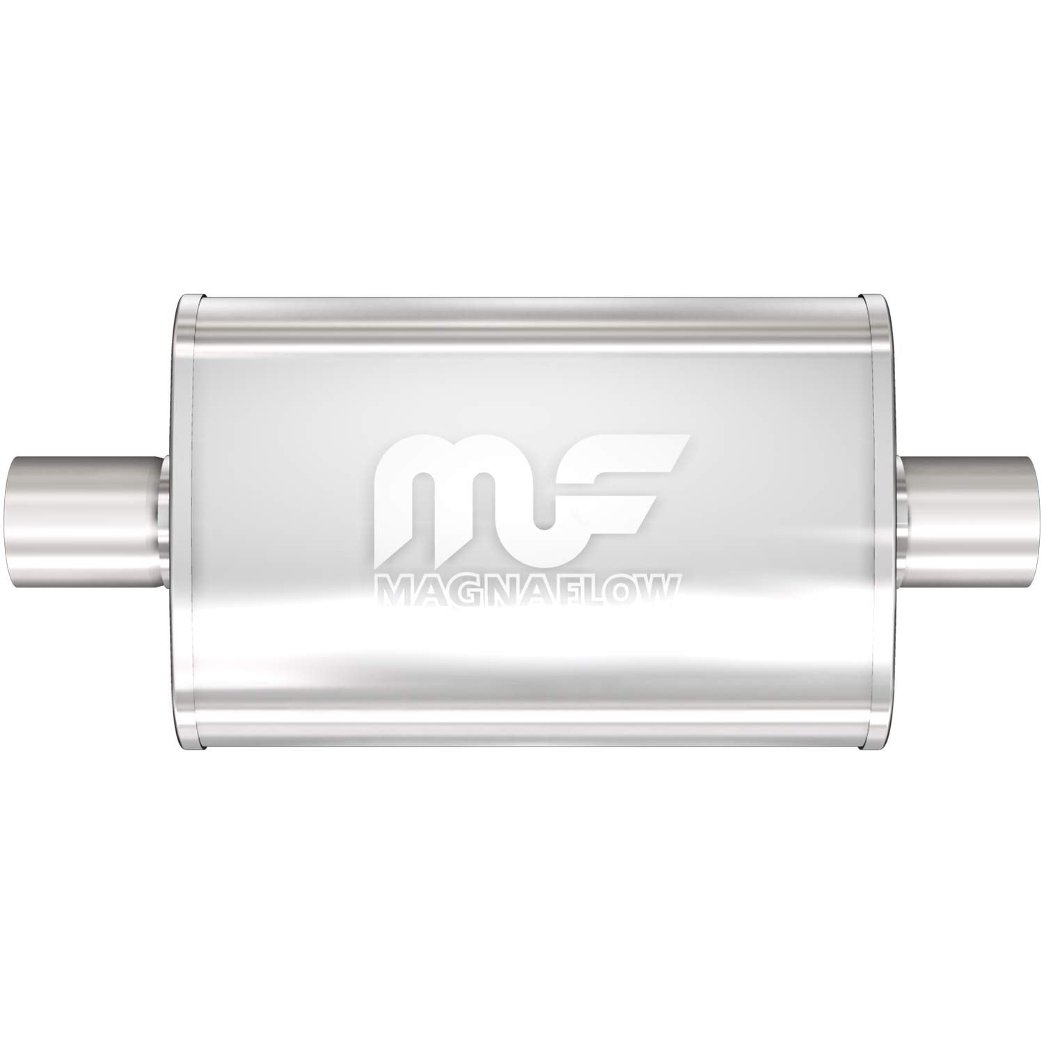 MagnaFlow Performance Exhaust Muffler 11214: 2/2 Inlet/Outlet, 4x9x14 Oval, Stainless Steel, Satin Finish