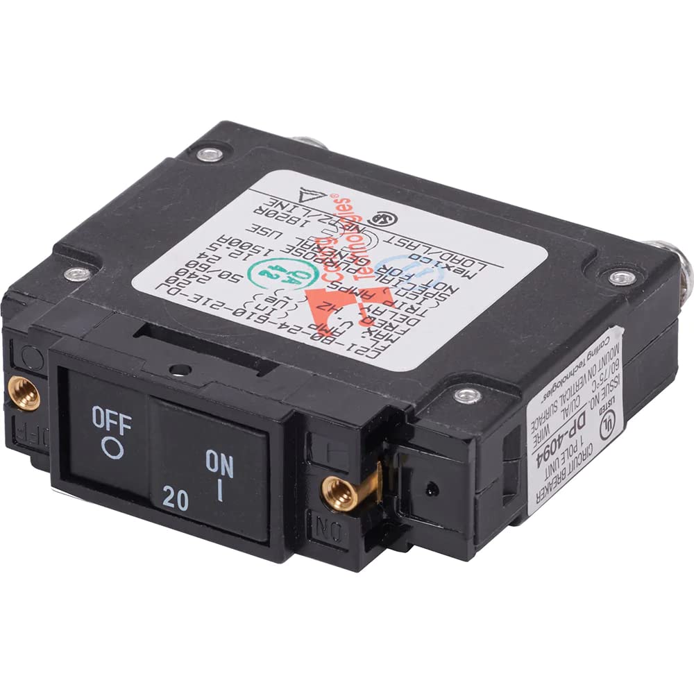 Blue Sea Systems 7457 Circuit Breaker C-Series Flat Rocker 20A Ac Ul489